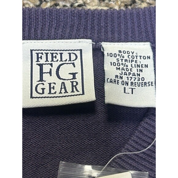 Field Gear V-Neck Sweater Purple LT  w/Chest‎ Stripe Long Sleeve Pullover - Picture 3 of 7